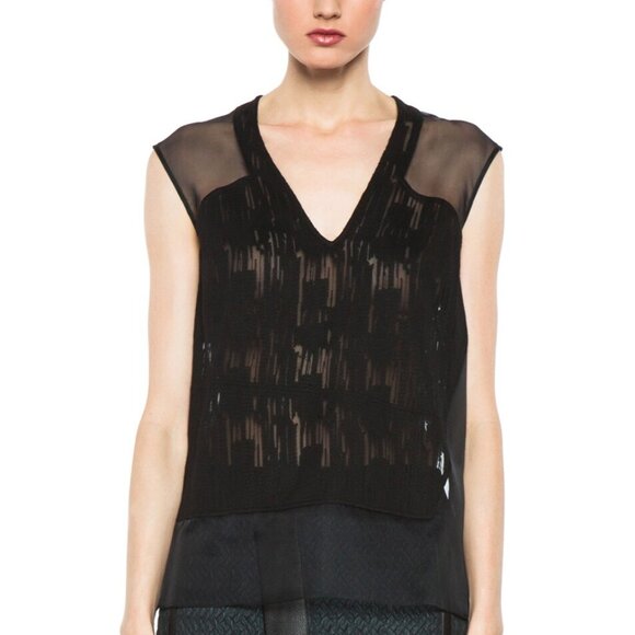 Helmut Lang PF/13 Black Sheer Silk Thread Stitch Top - Picture 1 of 9